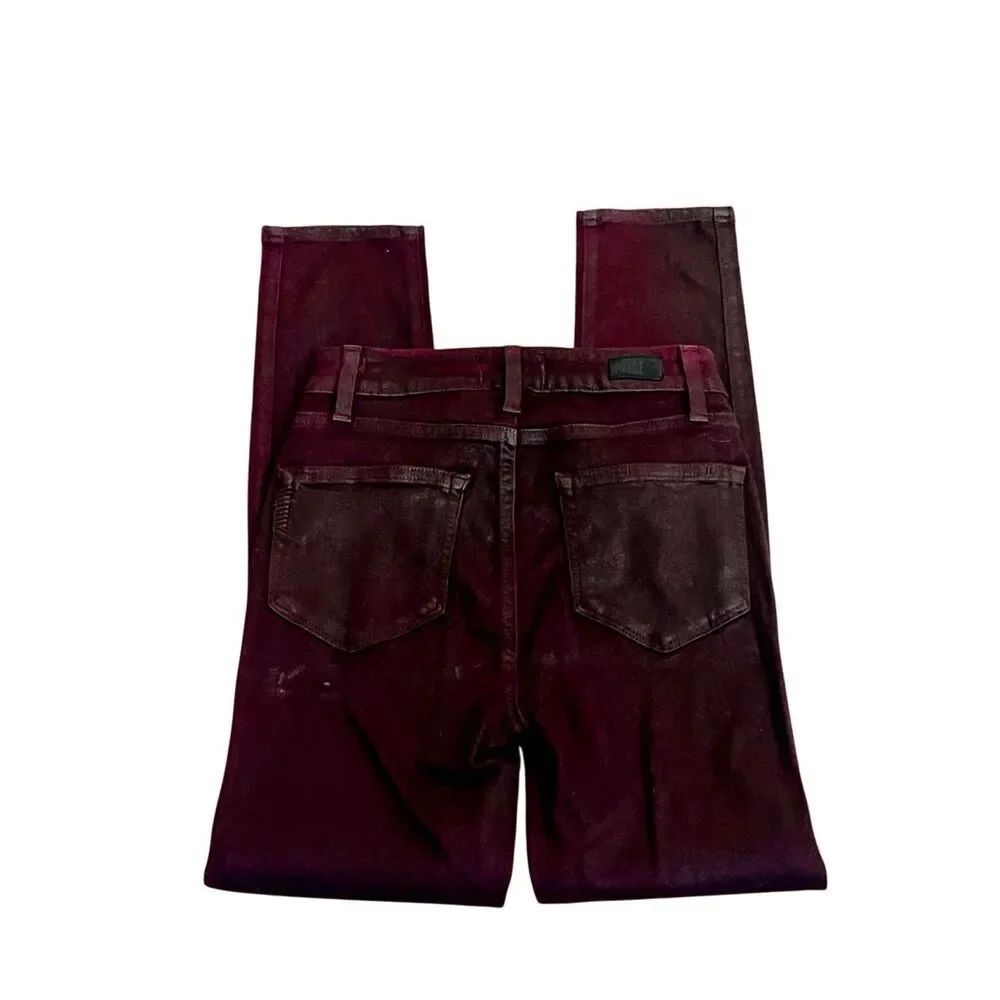 Paige Women's Luxe Coated Margot Ankle Skinny Jeans Burgundy Size 24